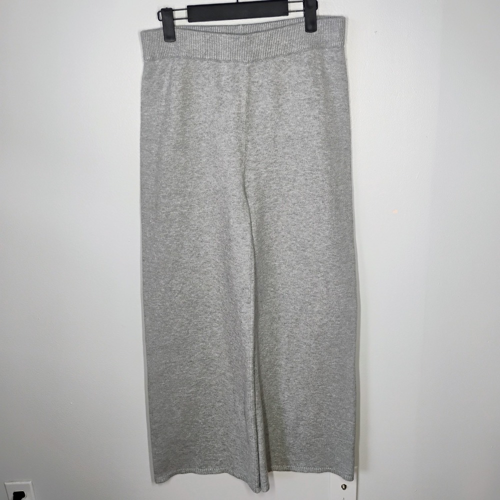 Lou & Grey Knit Wide Leg Pants Womens Medium Gray Loungewear Comfort Travel Cozy